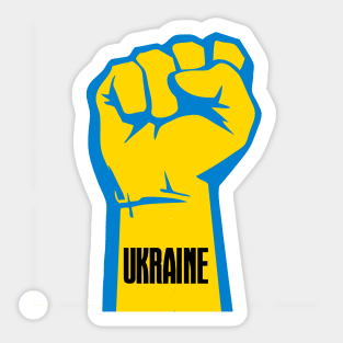 Peace for Ukraine! I Stand With Ukraine. Powerful Freedom, Fist in Ukraine's National Colors of Blue and Gold (Yellow) Sticker